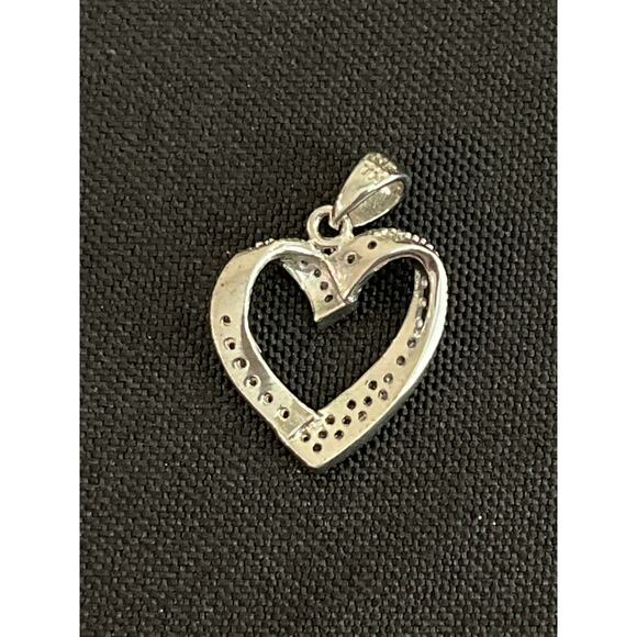 Sterling Silver NFTH Pave Heart Pendant Open Design Sparkle 1” Gift - Picture 2 of 5